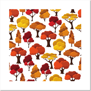 Fall Trees Pattern Posters and Art